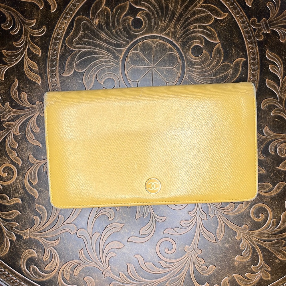 Chanel yellow caviar, leather wallet